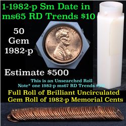 ***Auction Highlight*** Uncirculated 1c roll, 1982-p Zinc Small Date 50 pcs (fc)