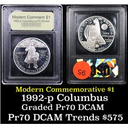Proof ***Auction Highlight*** 1992-P Columbus Modern Commem Dollar $1 Grades GEM++ Proof Deep Cameo 