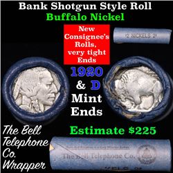 Buffalo Nickel Shotgun Roll in Old Bank Style 'Bell Telephone'  Wrapper 1920 & d Mint Ends