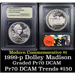 Proof 1999-P Dolley Madison Modern Commem Dollar $1 Grades GEM++ Proof Deep Cameo By USCG