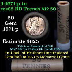 ***Auction Highlight*** Uncirculated 1c orig shotgun roll, 1971-p In Standard Johnson Co wrapper  (f