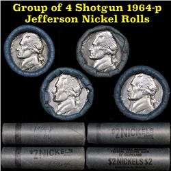 ***Auction Highlight*** Group of 4 Shotgun 1964-p Jefferson Nickel Rolls, Brandt Wrapper  (fc)