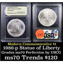 1986-p Liberty Modern Commem Dollar $1 Grades ms70, Perfection By USCG