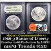 Image 1 : 1986-p Liberty Modern Commem Dollar $1 Grades ms70, Perfection By USCG
