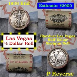 ***Auction Highlight*** Old Casino 50c Roll $10 In Halves "Stardust" Vegas 1936 Walker & 'p' (fc)