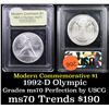 Image 1 : 1992-d Olympics Modern Commem Dollar $1 Grades ms70, Perfection By USCG