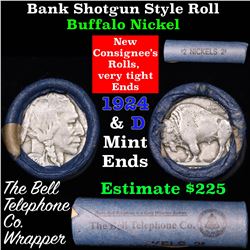 Buffalo Nickel Shotgun Roll in Old Bank Style 'Bell Telephone'  Wrapper 1924 & d Mint Ends