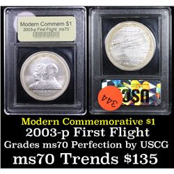 2003-p First Flight Modern Commem Dollar $1 Grades ms70, Perfection By USCG