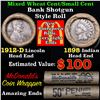 Image 1 : Mixed small cents 1c orig shotgun roll, 1912-d Wheat Cent, 1898 Indian Cent other end, McDonalds Wra