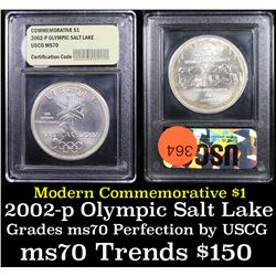 2002-p Olympic Salt Lake Modern Commem Dollar $1 Grades ms70, Perfection By USCG