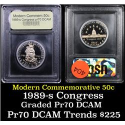 Proof ***Auction Highlight*** 1989-S Congress Modern Commem Half Dollar 50c Grades GEM++ Proof Deep 