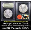 Image 1 : 2004-p Lewis & Clark Modern Commem Dollar $1 Grades ms70, Perfection By USCG
