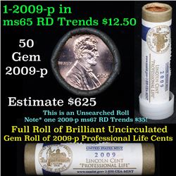***Auction Highlight*** Full 1c orig shotgun roll, 2009-p Professional Life Lincoln Cent Roll United