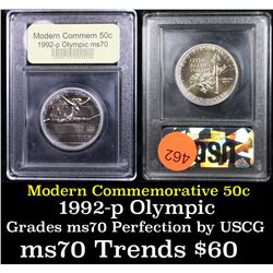 1992-p Olympics Modern Commem Half Dollar 50c Grades ms70, Perfection By USCG