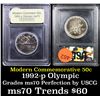 Image 1 : 1992-p Olympics Modern Commem Half Dollar 50c Grades ms70, Perfection By USCG