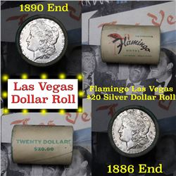 ***Auction Highlight*** Full Morgan/Peace Flamingo Hotel silver $1 roll $20, 1886 & 1890 ends (fc)