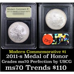 2011-s Medal of Honor Modern Commem Dollar $1 Grades ms70, Perfection By USCG