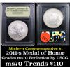 Image 1 : 2011-s Medal of Honor Modern Commem Dollar $1 Grades ms70, Perfection By USCG