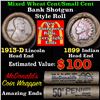 Image 1 : Mixed small cents 1c orig shotgun roll, 1913-d Wheat Cent, 1891 Indian Cent other end, McDonalds Wra