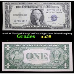 1935E $1 Blue Seal Silver Certificate Signatures Priest/Humphrey Grades Choice AU/BU Slider