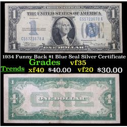 1934 Funny Back $1 Blue Seal Silver Certificate Grades vf++