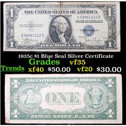 1935c $1 Blue Seal Silver Certificate Grades vf++