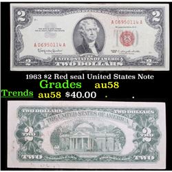 1963 $2 Red seal United States Note Grades xf