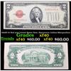 Image 1 : 1928D $2 Red seal United States Note, Signatures Juilian/Morganthau Grades xf