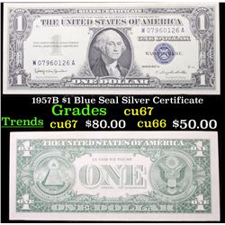 1957B $1 Blue Seal Silver Certificate Grades Gem++ CU