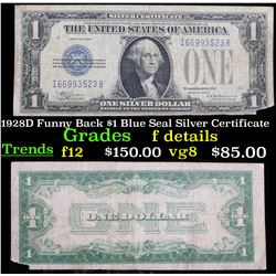 1928D Funny Back $1 Blue Seal Silver Certificate Grades f details