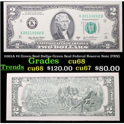 2003A $2 Green Seal Dallas Green Seal Federal Reserve Note (FRN) Grades Gem++ CU