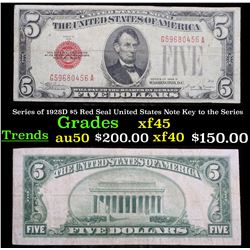 Series of 1928D $5 Red Seal United States Note Key to the Series Grades xf+