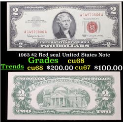 1963 $2 Red seal United States Note Grades Gem++ CU