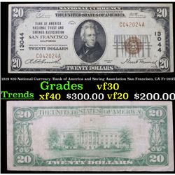 1929 $20 National Currency 'Bank of America and Saving Association San Francisco, CA' Fr-1817L Grade