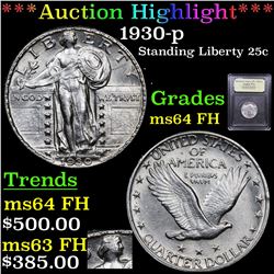 ***Auction Highlight*** 1930-p Standing Liberty Quarter 25c Graded Choice Unc FH By USCG (fc)