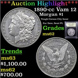 ***Auction Highlight*** 1890-cc Vam 12 Morgan Dollar $1 Graded Select Unc By USCG (fc)