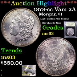 ***Auction Highlight*** 1878-cc Vam 2A Morgan Dollar $1 Graded Select Unc By USCG (fc)