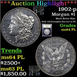 ***Auction Highlight*** 1902-p Morgan Dollar $1 Graded Choice Unc PL By USCG (fc)