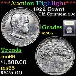 ***Auction Highlight*** 1922 Grant Old Commem Half Dollar 50c Graded GEM+ Unc By USCG (fc)