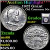 Image 1 : ***Auction Highlight*** 1922 Grant Old Commem Half Dollar 50c Graded GEM+ Unc By USCG (fc)