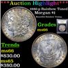 Image 1 : ***Auction Highlight*** 1886-p Rainbow Toned Morgan Dollar $1 Graded GEM+ Unc By USCG (fc)