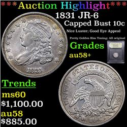 ***Auction Highlight*** 1831 JR6 Capped Bust Dime 10c Graded Choice AU/BU Slider+ By USCG (fc)