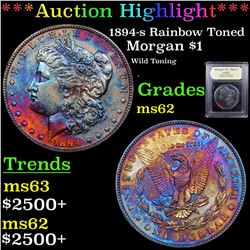 ***Auction Highlight*** 1894-s Rainbow Toned Morgan Dollar $1 Graded Select Unc By USCG (fc)
