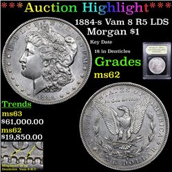 ***Auction Highlight*** 1884-s Vam 8 R5 LDS Morgan Dollar $1 Graded Select Unc By USCG (fc)