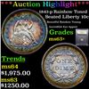 Image 1 : ***Auction Highlight*** 1845-p Rainbow Toned Seated Liberty Dime 10c Graded Select+ Unc By USCG (fc)