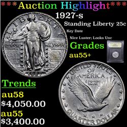 ***Auction Highlight*** 1927-s Standing Liberty Quarter 25c Graded Choice AU+ By USCG (fc)