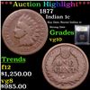 Image 1 : ***Auction Highlight*** 1877 Indian Cent 1c Graded vg+ By USCG (fc)