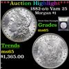 Image 1 : ***Auction Highlight*** 1882-o /o Vam 25 Morgan Dollar $1 Graded GEM Unc By USCG (fc)