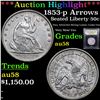 Image 1 : ***Auction Highlight*** 1853-p Arrows & Rays Seated Half Dollar 50c Graded Choice AU/BU Slider By US