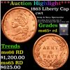 Image 1 : ***Auction Highlight*** 1863 Liberty Cap Civil War Token 1c Graded Gem+ Unc RD By USCG (fc)